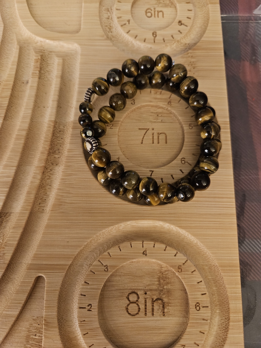 Handcrafted☆Tiger Eye Beaded Stretch Bracelet - X2 - Picture 4 of 4